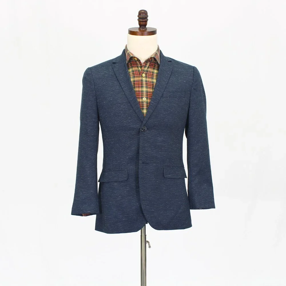 Topman 36S Navy Blazer Sport Coat Jacket 3-Button Solid T855